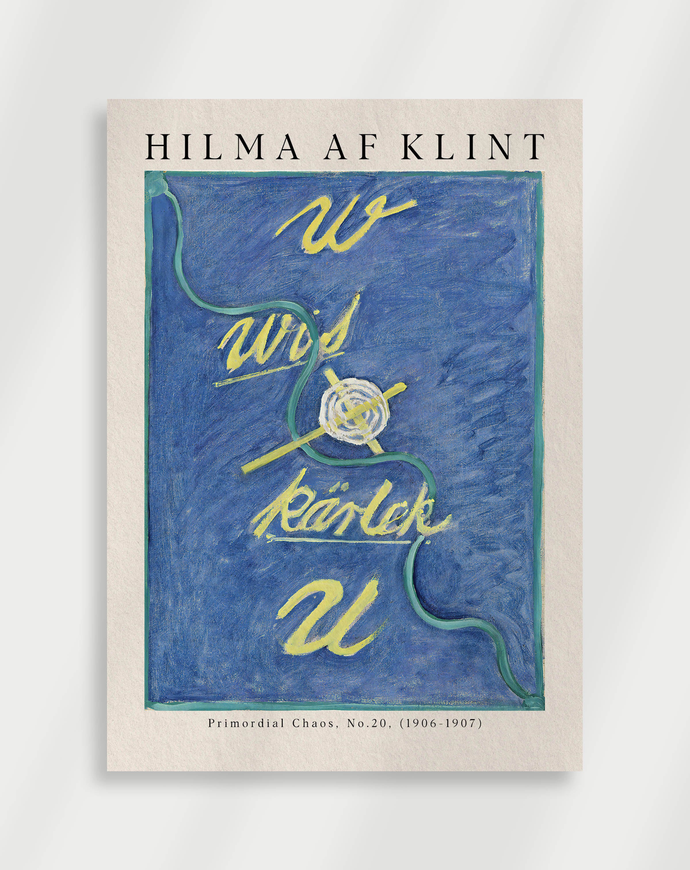 Abstract composition with balanced shapes and soft colors from Primordial Chaos No.20 by Hilma af Klint