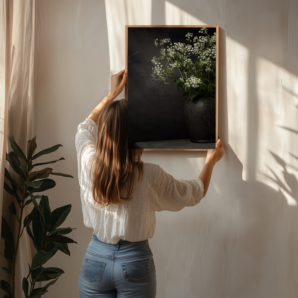 White Wildflower Still Life Poster