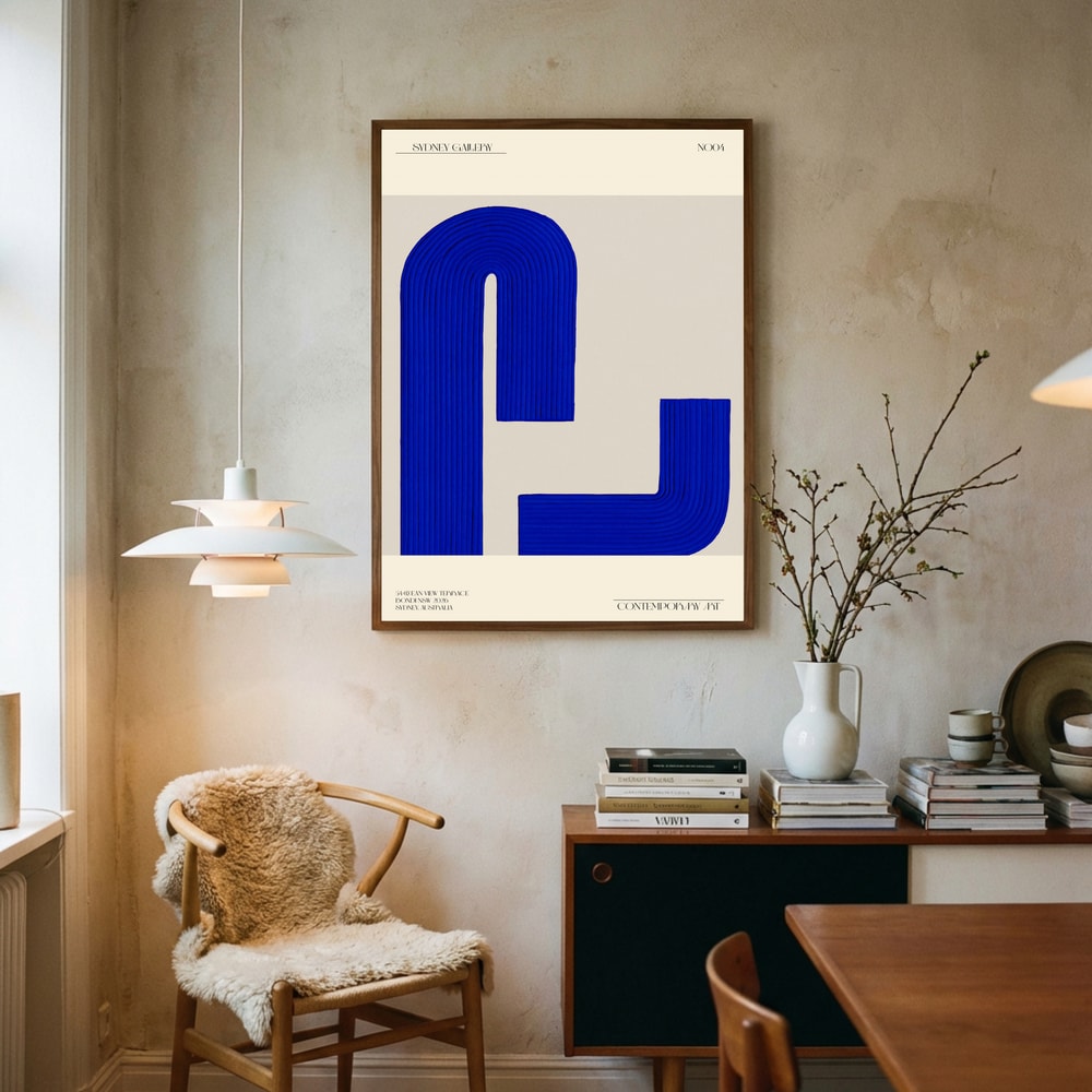 Blå abstrakt geometri plakat