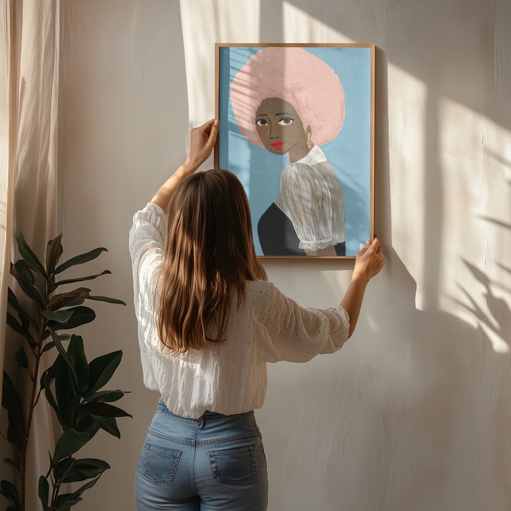 Stylish Pink Afro Woman Poster