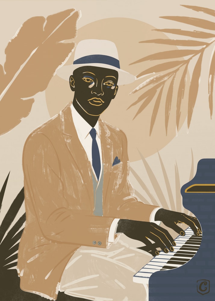 Elegant jazzpianist Poster