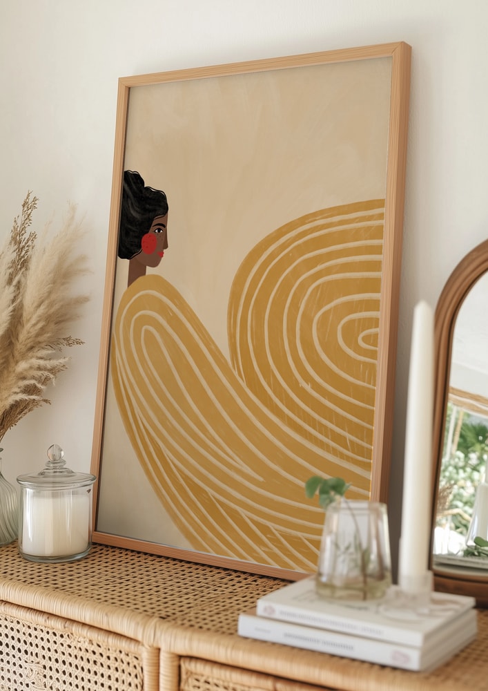 Woman Golden Waves Poster