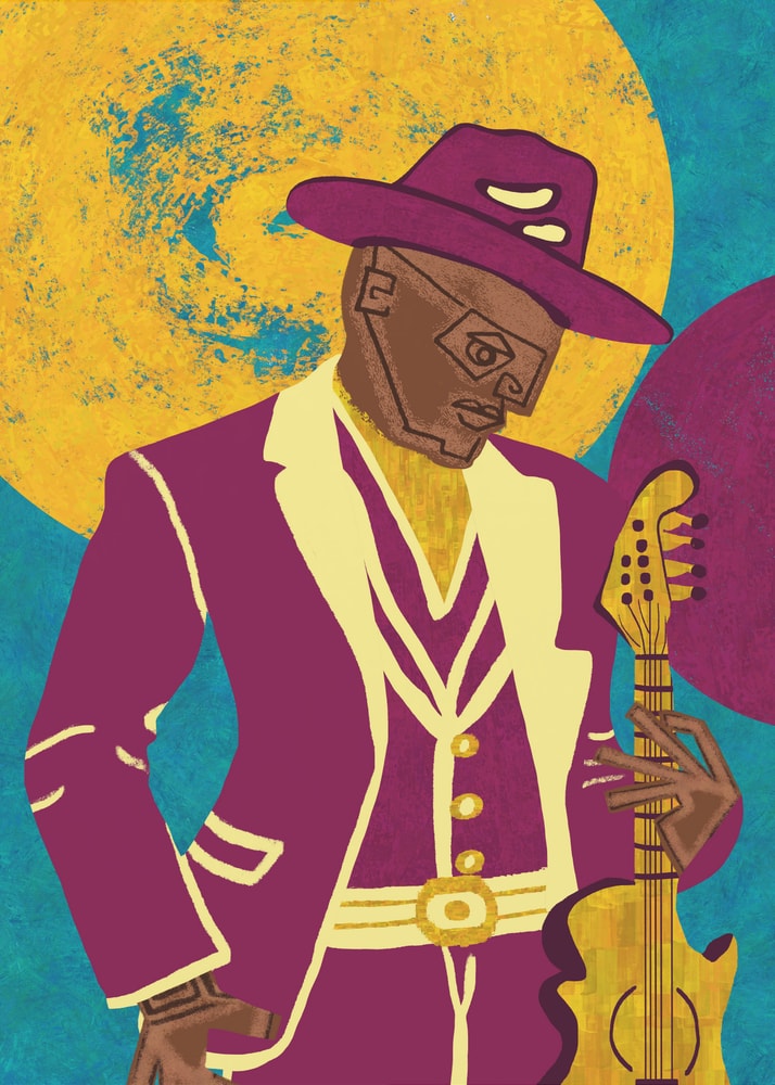 Gitarrist i lila kostym Poster