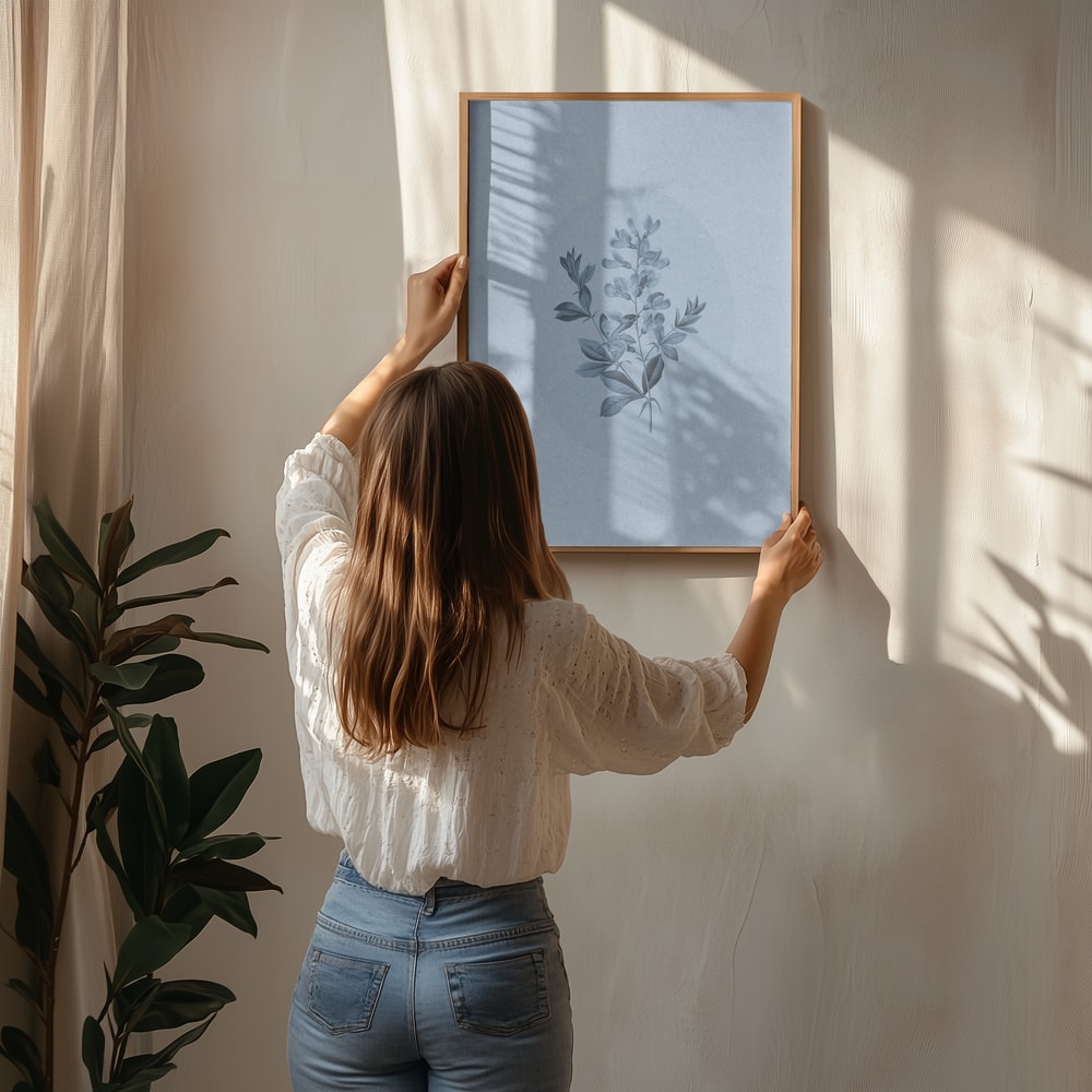 Botanisk i lugnande blått Poster