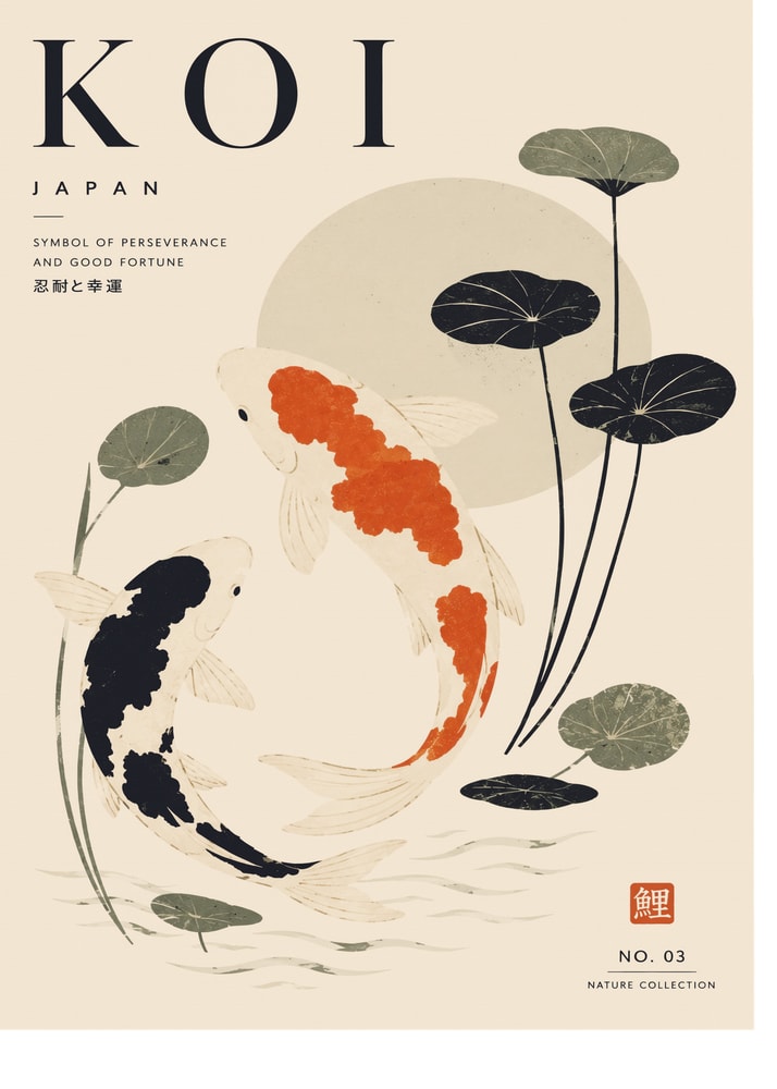 Swimming Japanese Koi Poster