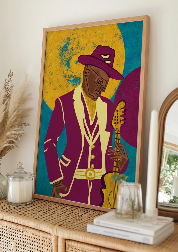 Gitarrist i lila kostym Poster