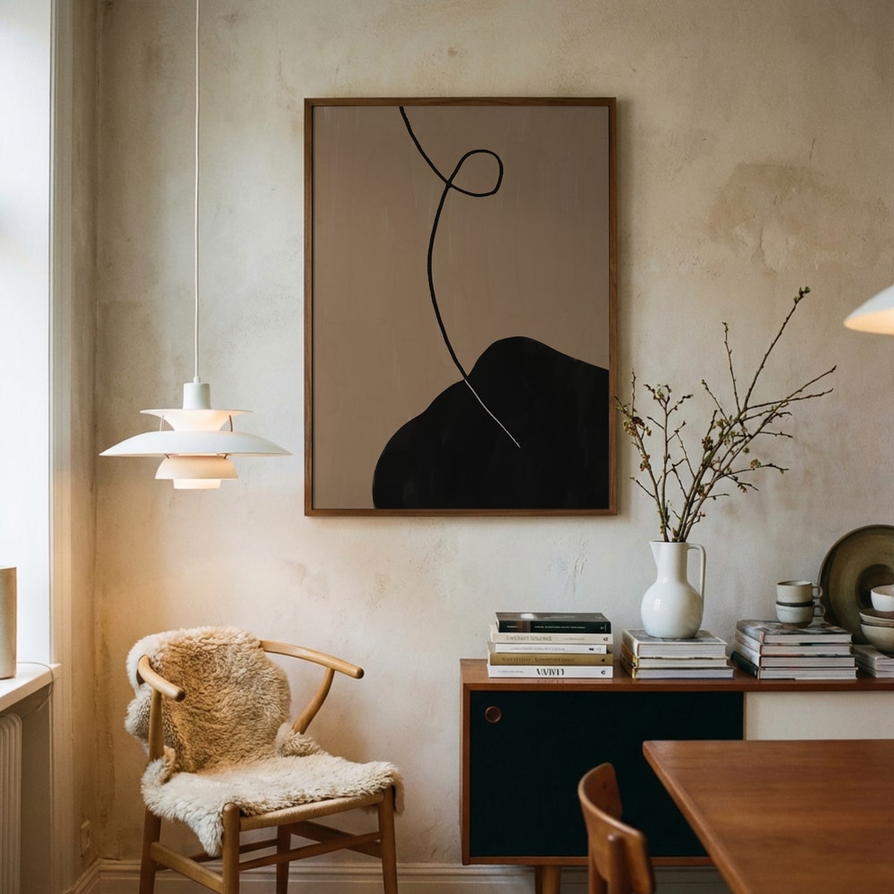 Minimalistisches Poster mit schwarzer Kurve