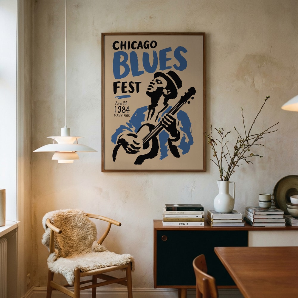 Chicagoblues-gitarrist från 1984 Poster