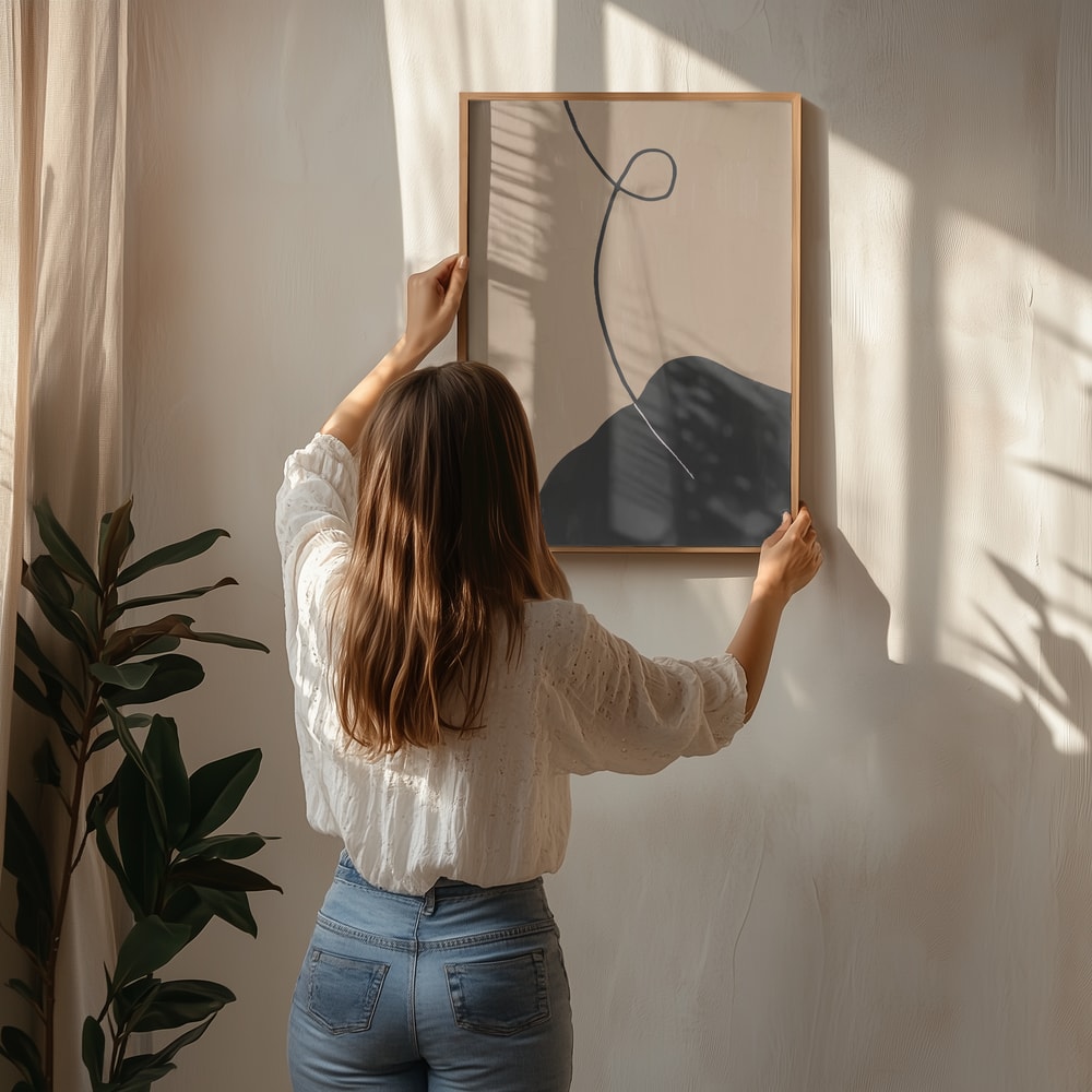 Minimalistisches Poster mit schwarzer Kurve