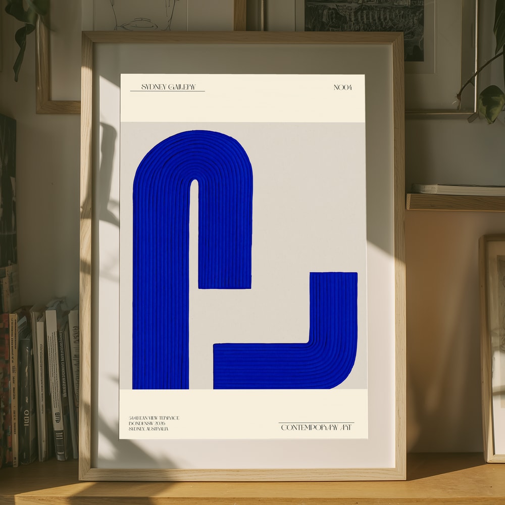 Blå abstrakt geometri plakat