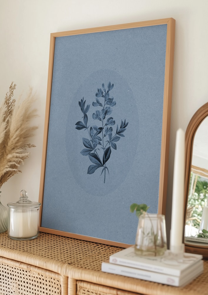 Botanisk i lugnande blått Poster