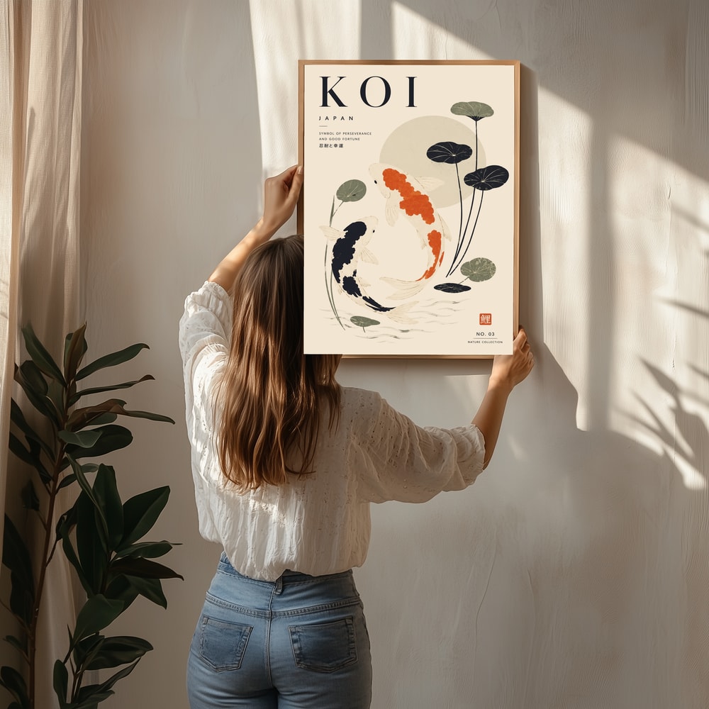 Swimming Japanese Koi Poster