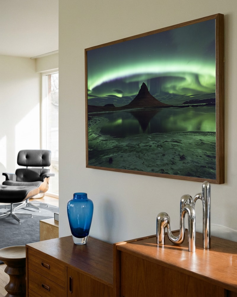 Kirkjufell Norrsken Reflektion Poster