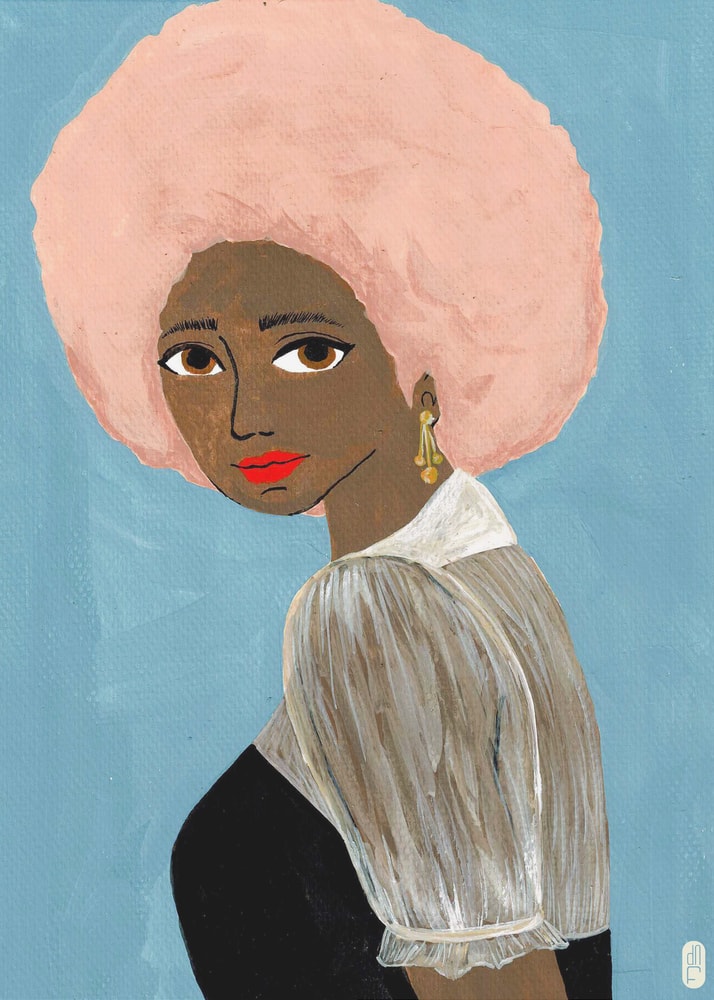 Stylish Pink Afro Woman Poster