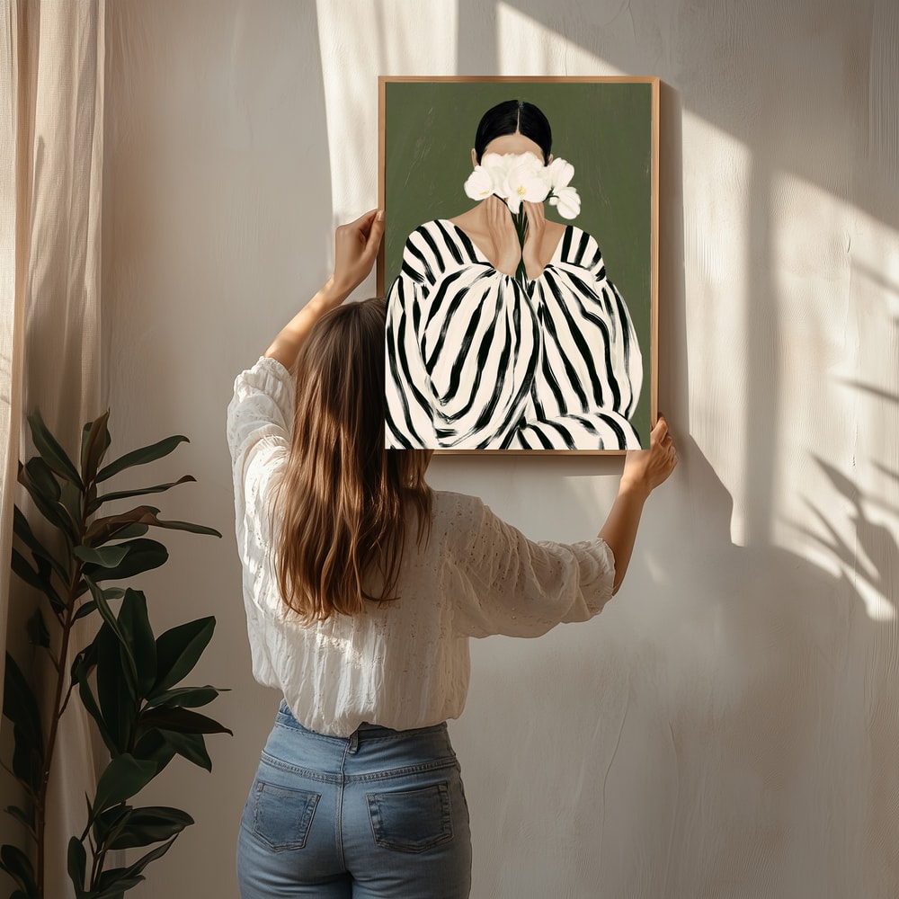 Kvinde med Hvide Orkideer Plakat