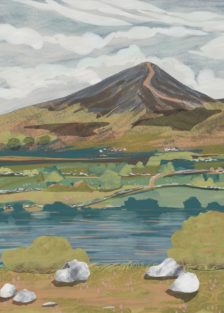 Lakeside Mountain View Poster