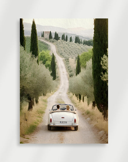 Vintage car driving Poster