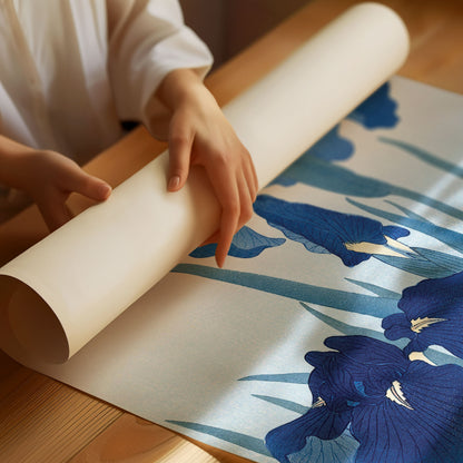 Blue Flowers Japandi Poster