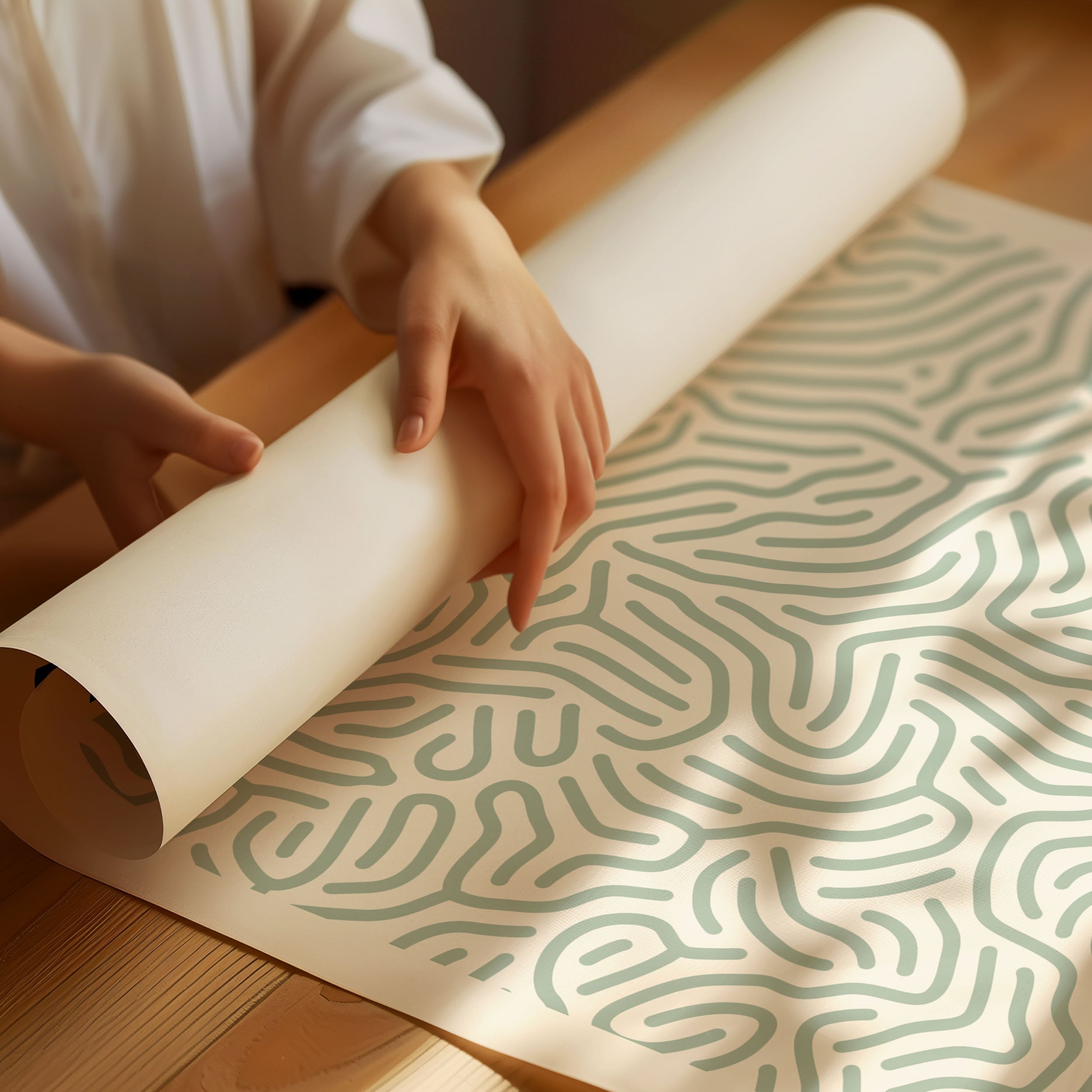 Minimal Japandi poster with repeating geometric pattern inspired by Kusama