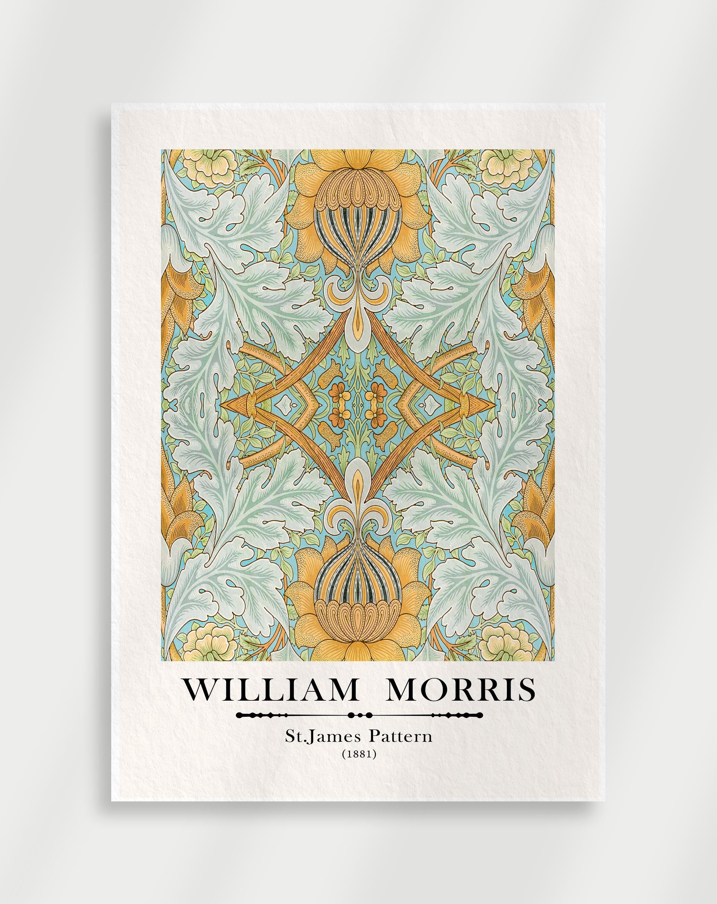 Classic ornamental pattern wall art with classic textile design by William Morris
