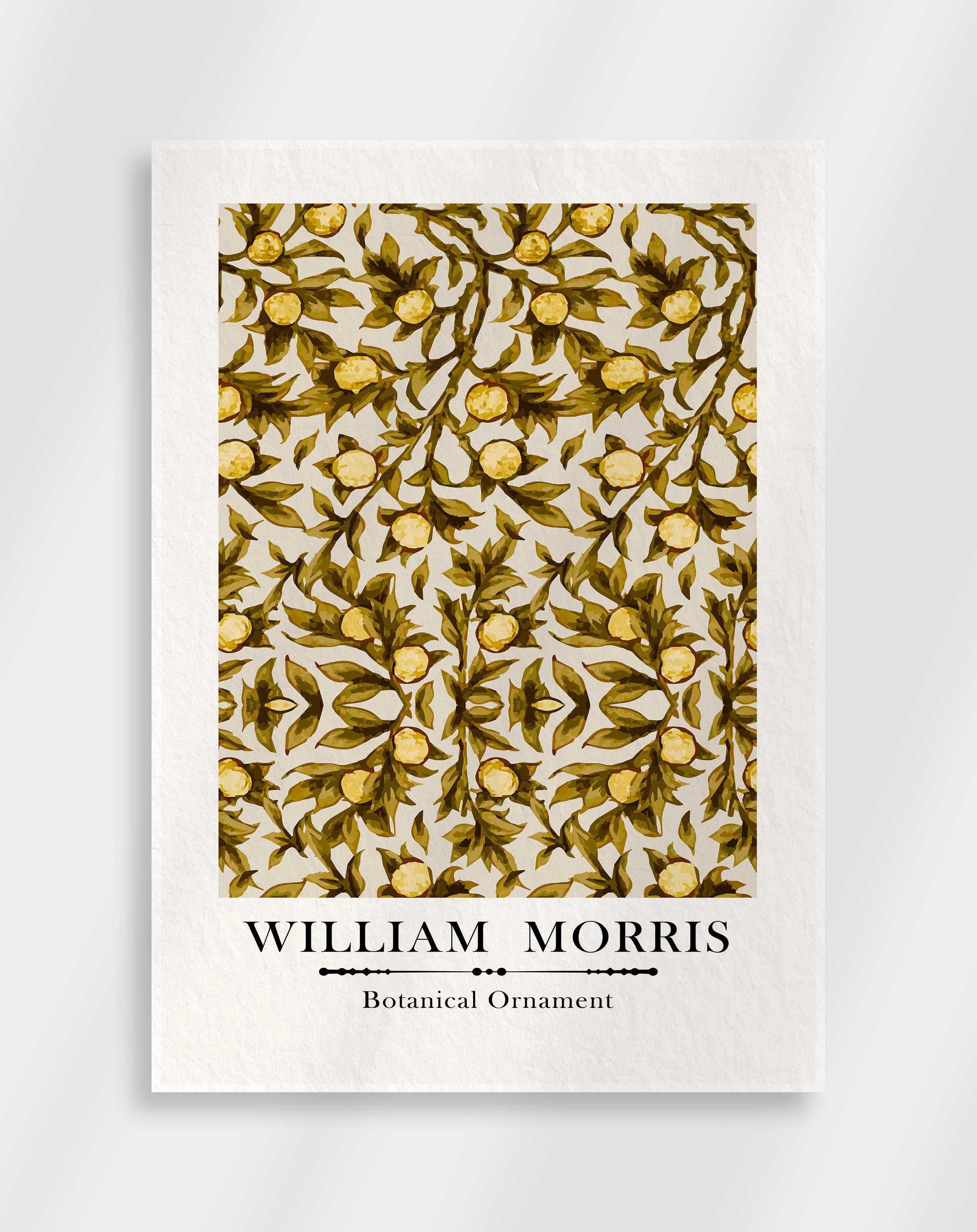 Classic botanical ornament wall art with detailed floral elements by William Morris