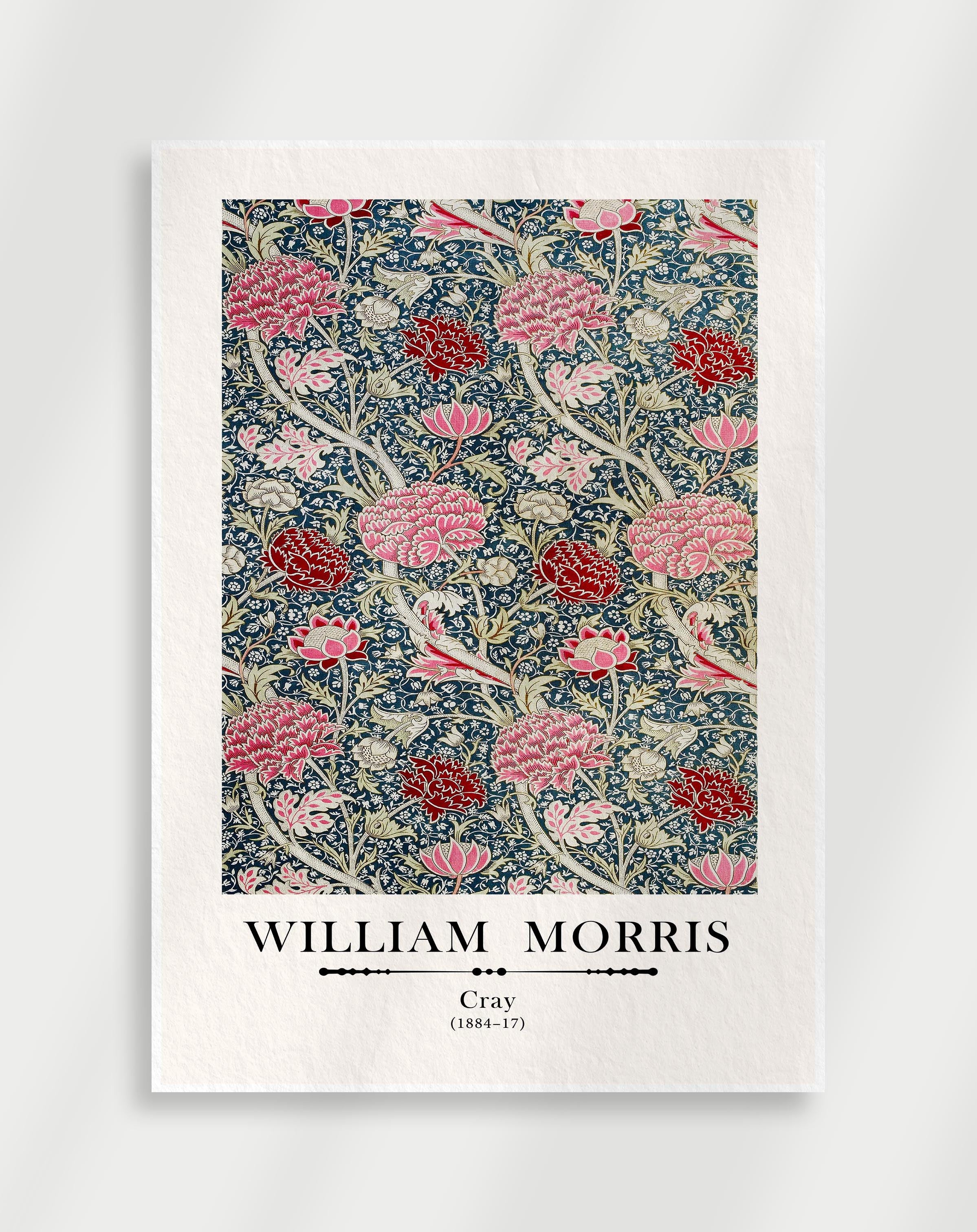 Vintage botanical floral pattern wall art with intricate details by William Morris