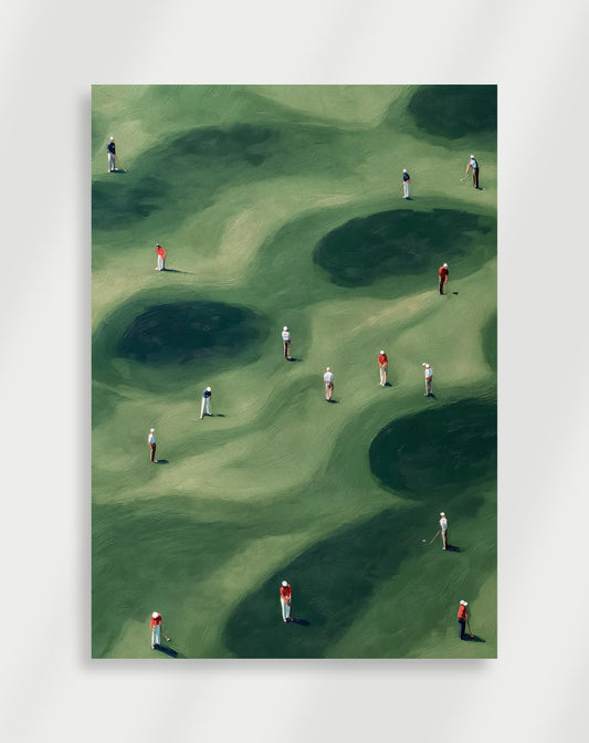 Golfare på en grön golfbana Poster 