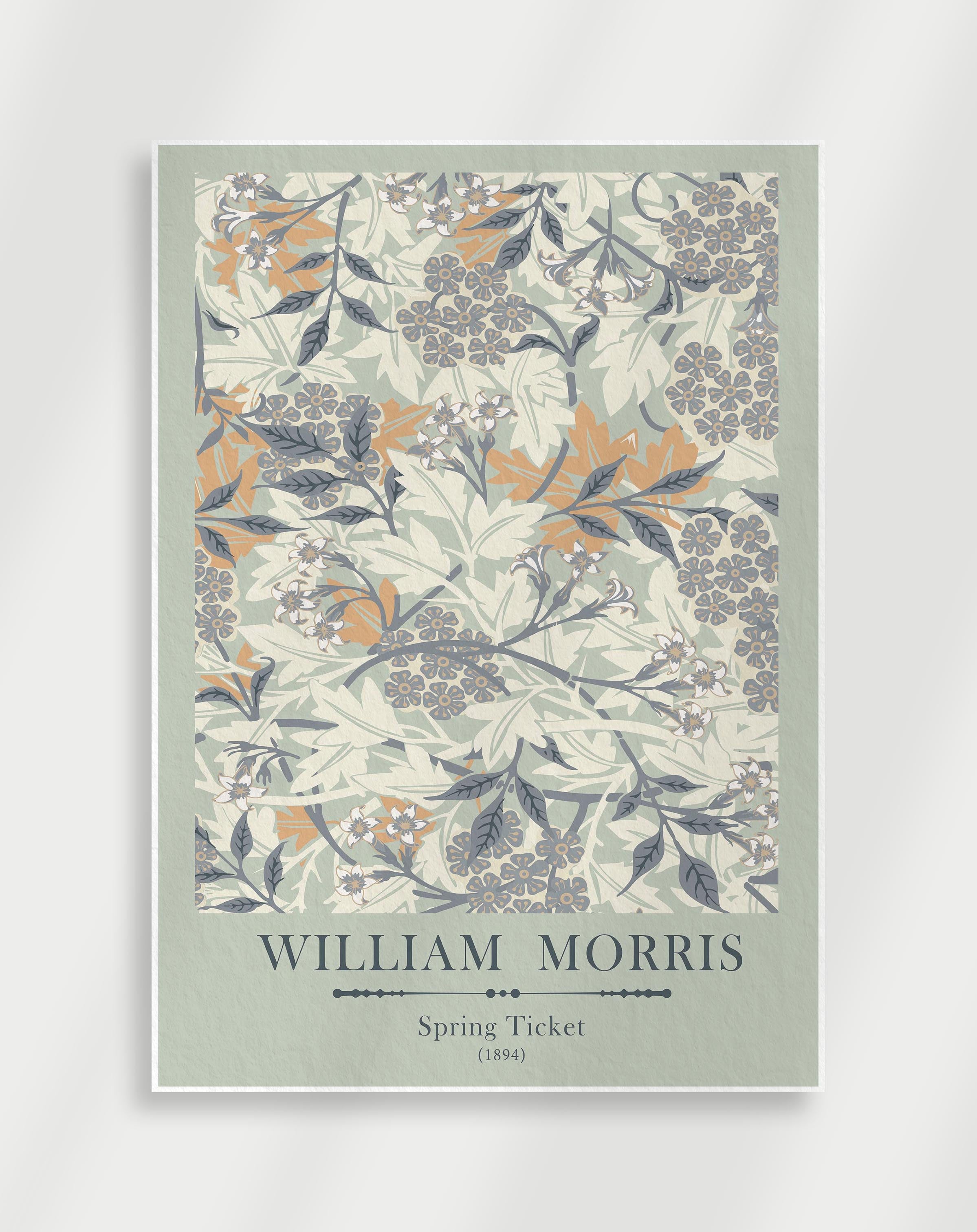 Classic botanical floral wall art with delicate spring motifs by William Morris