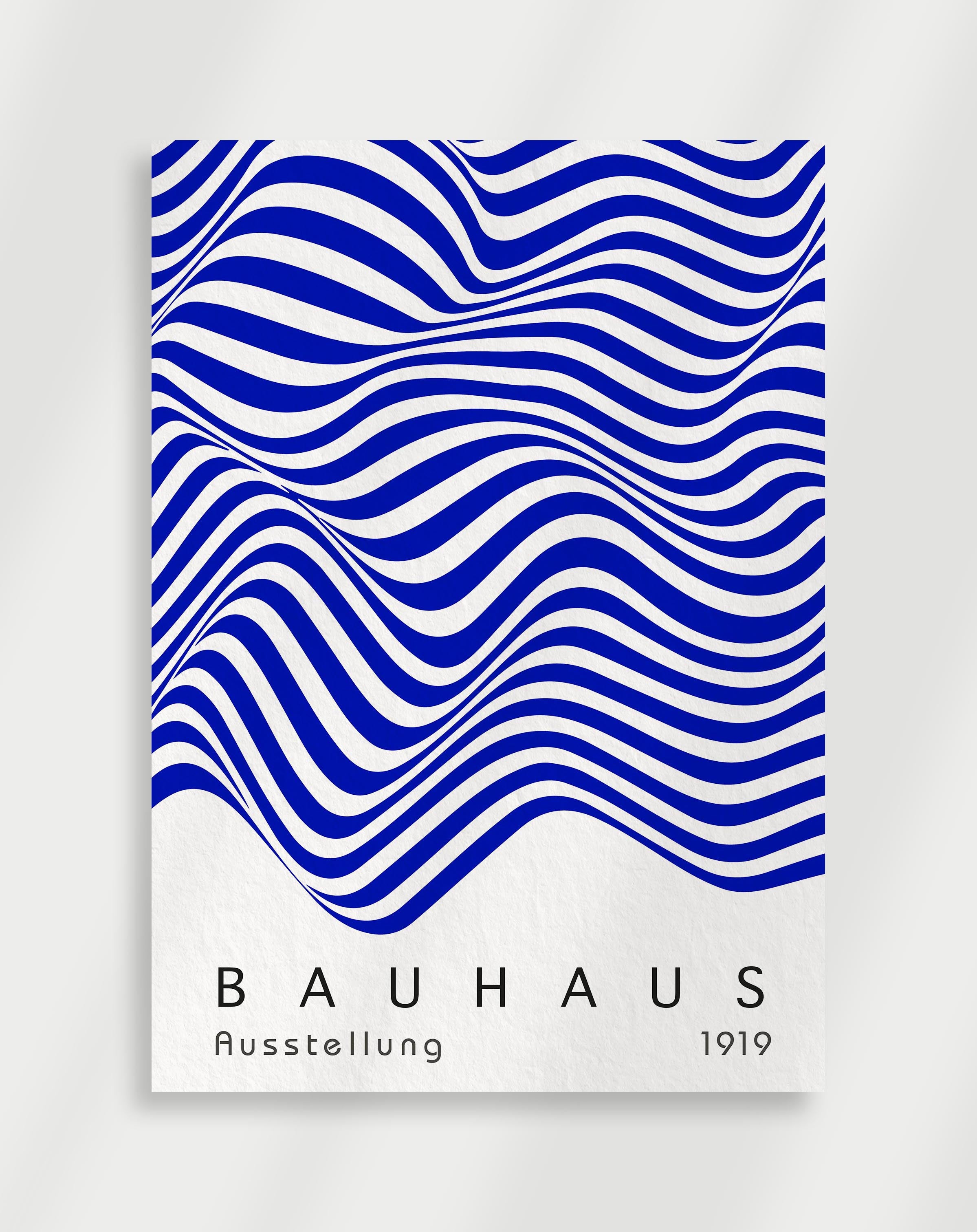 Bauhaus blå abstrakt mönster-poster