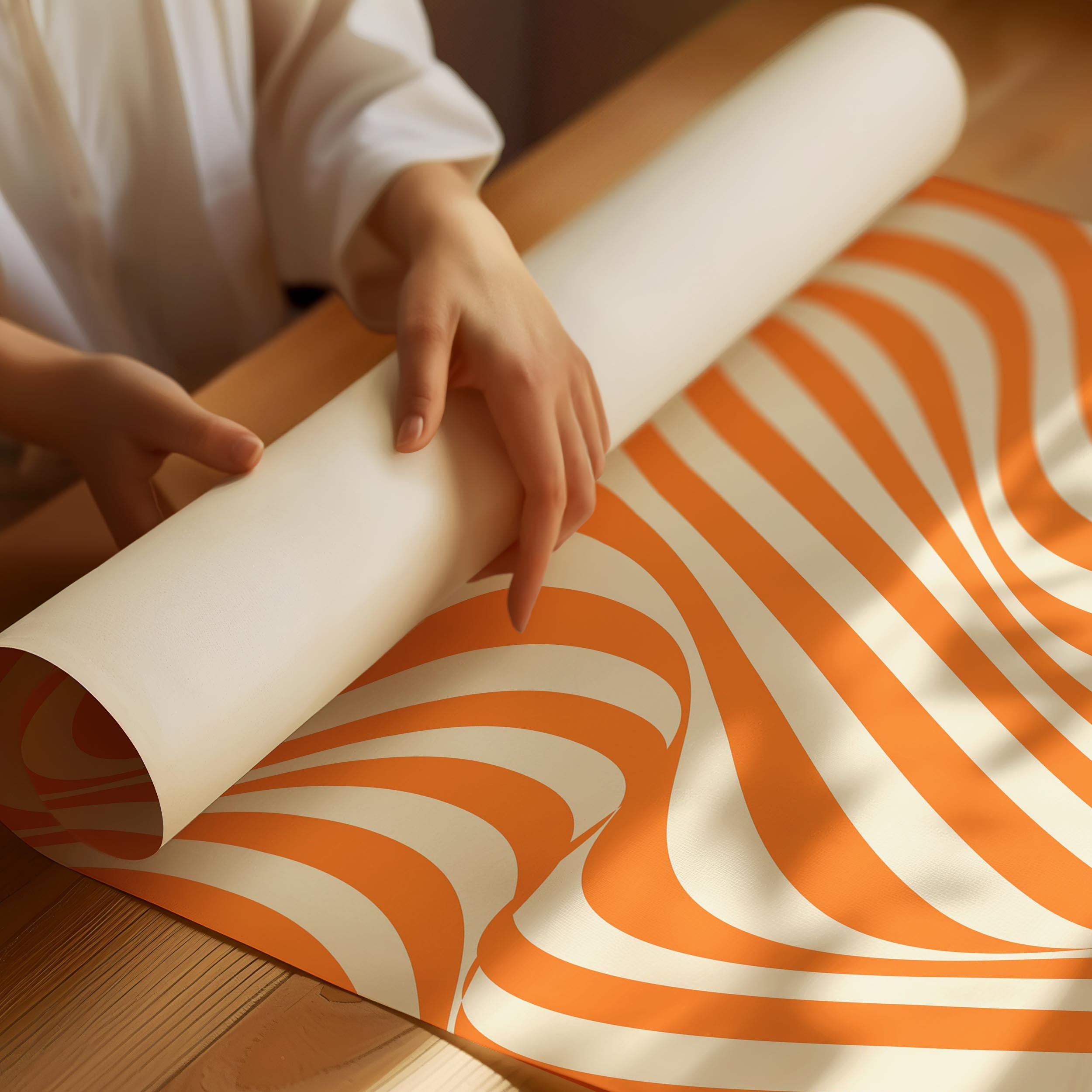 Bauhaus Orange Flödande Linjer Poster