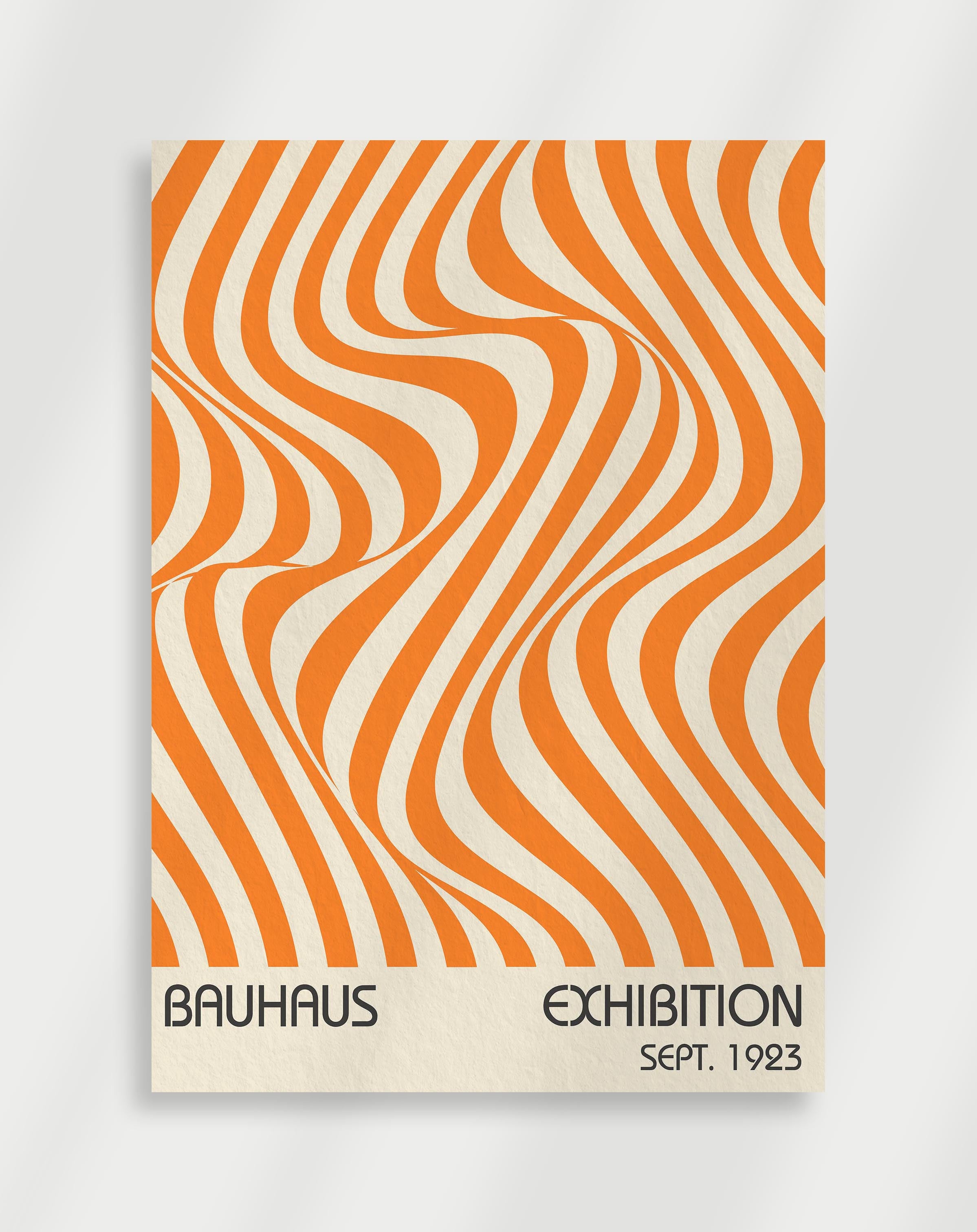 Bauhaus Orange Flödande Linjer Poster