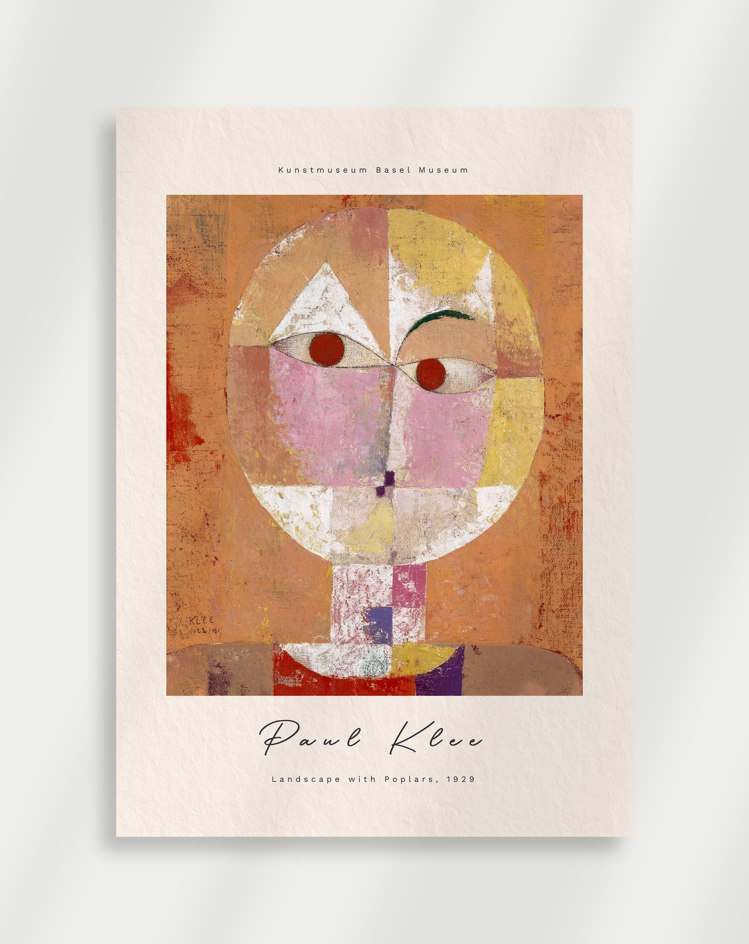 Abstract face portrait with geometric shapes and soft warm colors