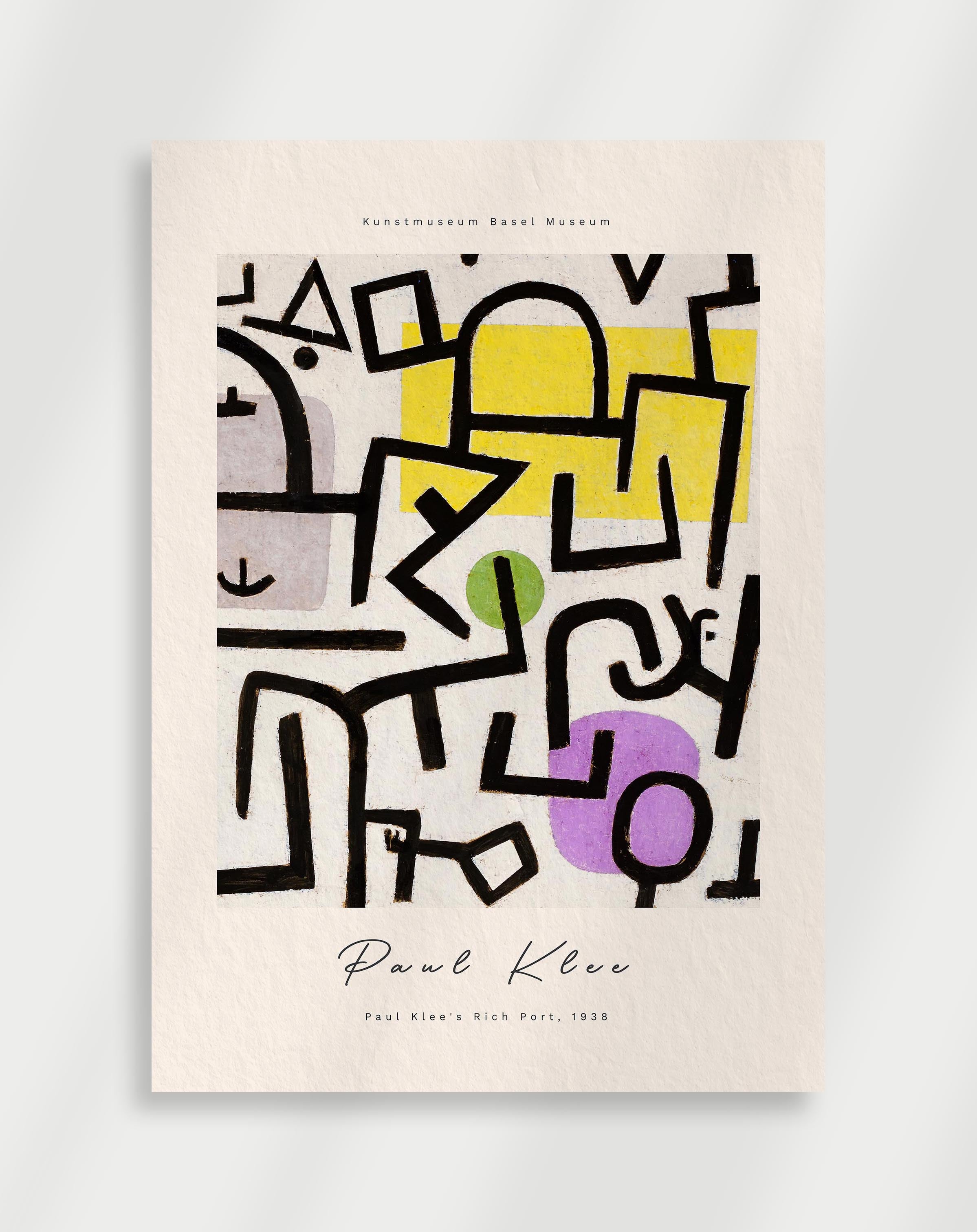 Bold abstract composition with black lines and colorful shapes in modern style