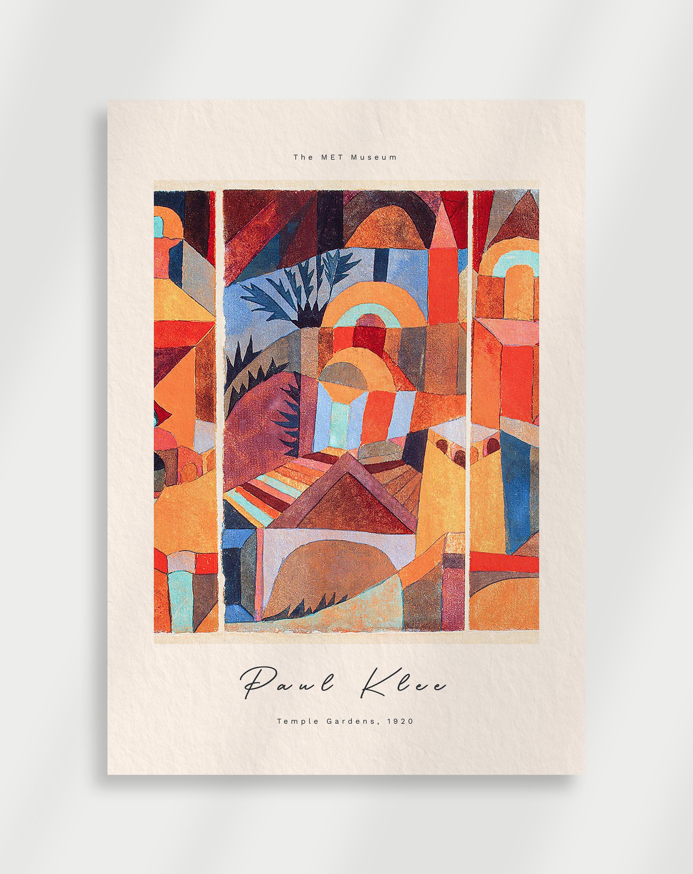 Warm abstract architecture composition with arches and geometric forms inspired by Paul Klee