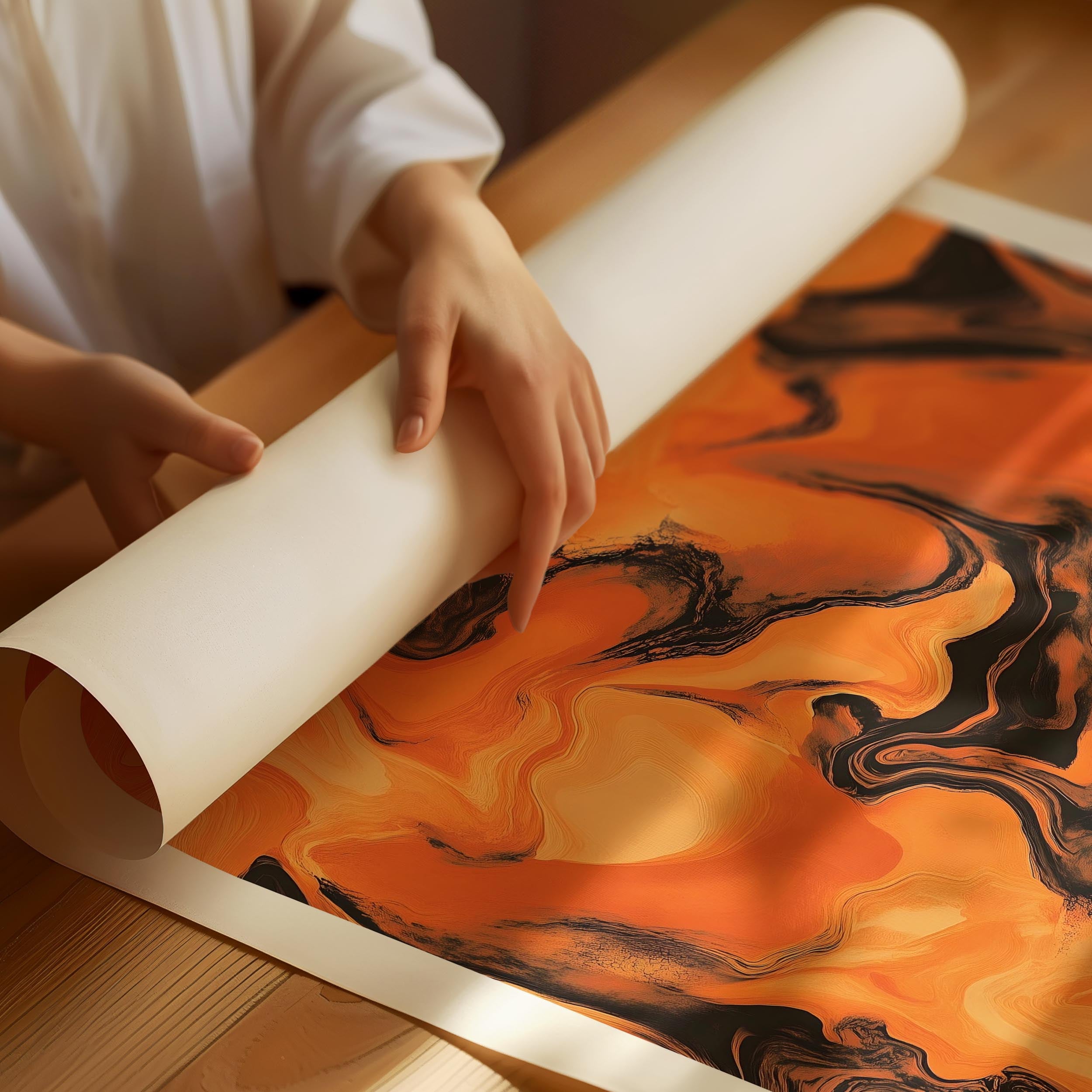 Japandi poster with bold abstract forms and strong contrast