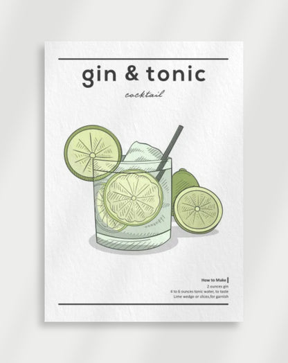 Gin & Tonic Cocktail Poster
