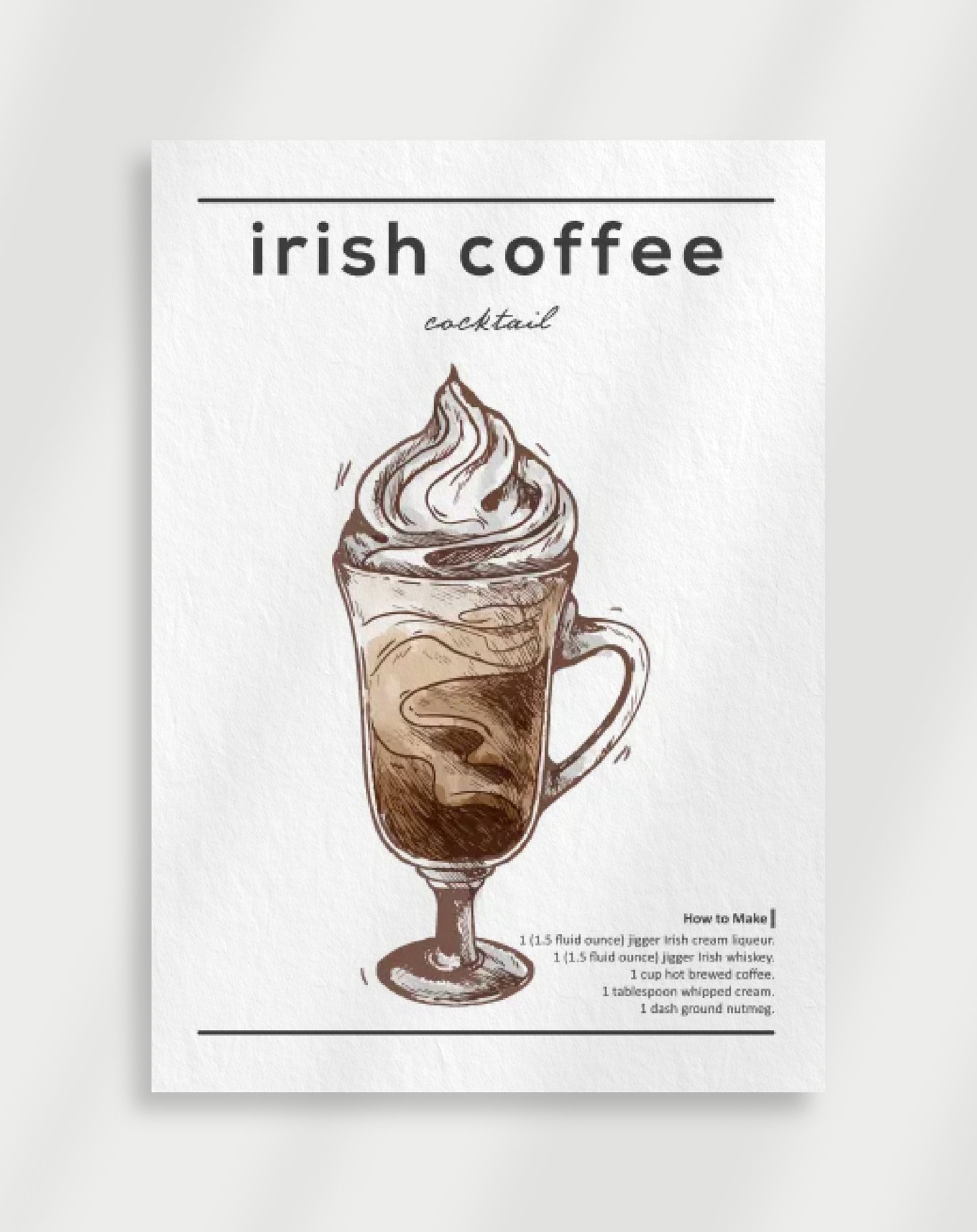 Irish Coffee Cocktail Poster