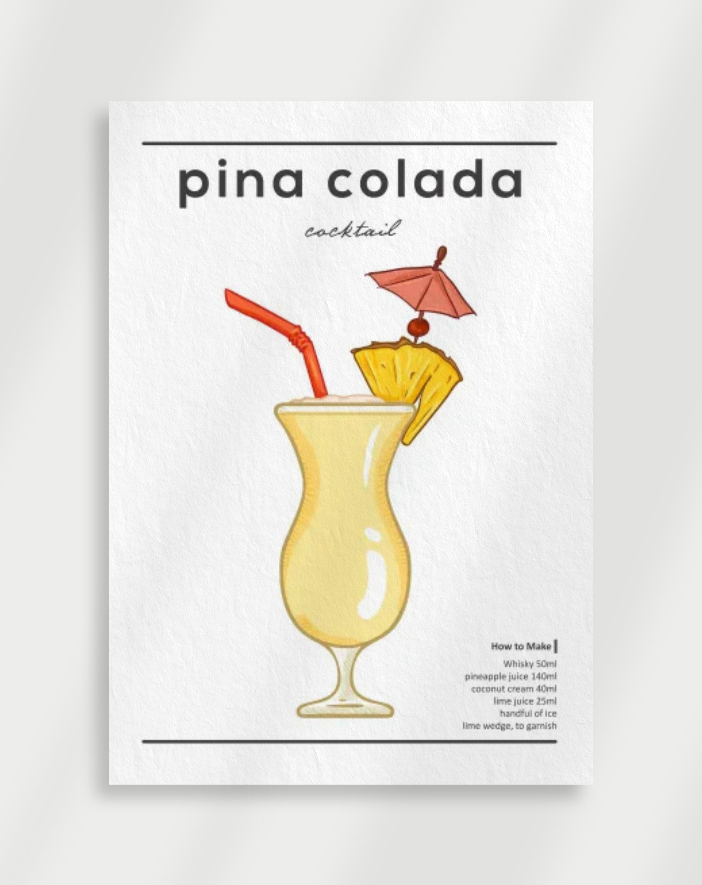 Pina Colada Cocktail Poster