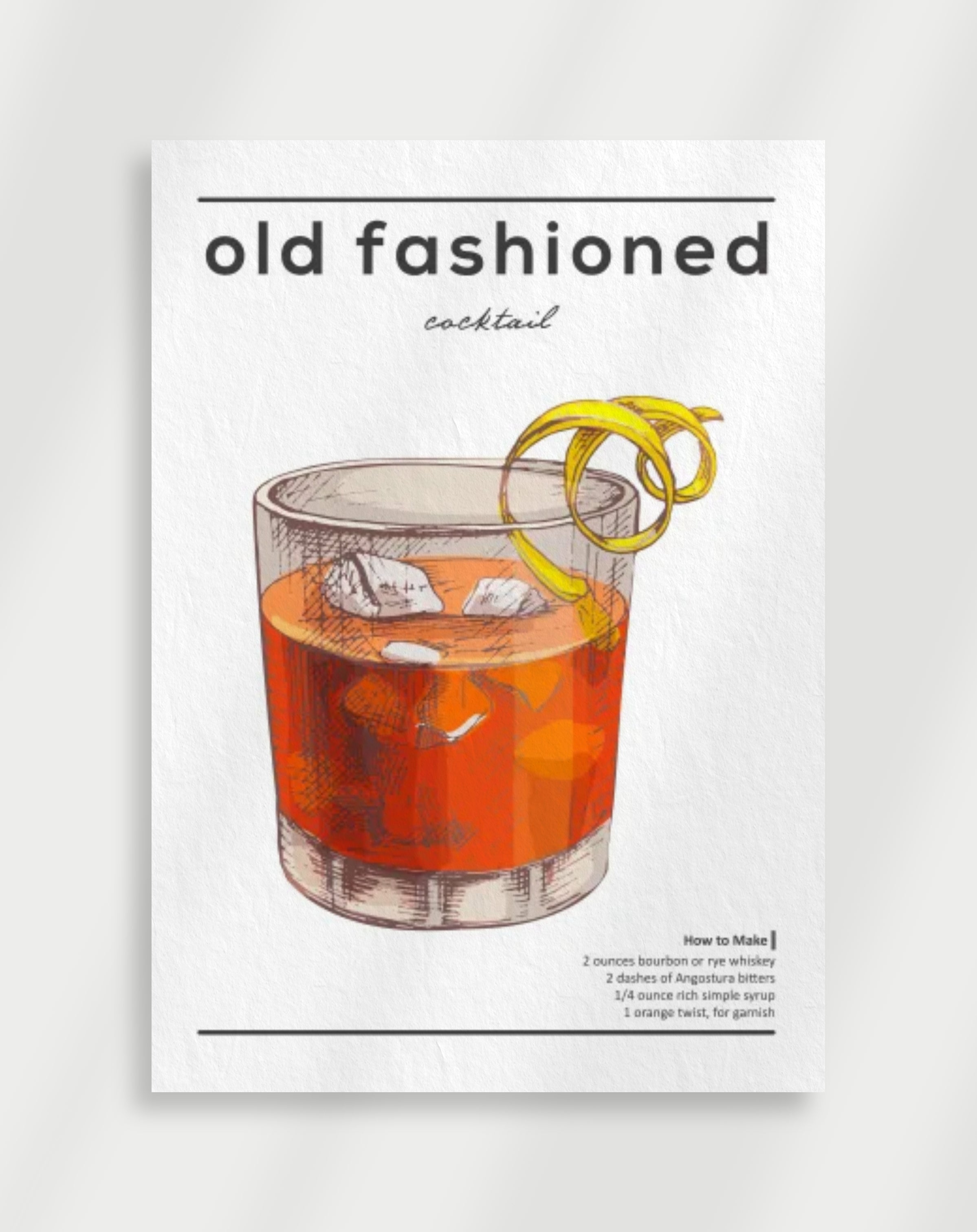 Old Fashioned Cocktail Poster