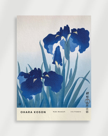 Blue Flowers Japandi Poster