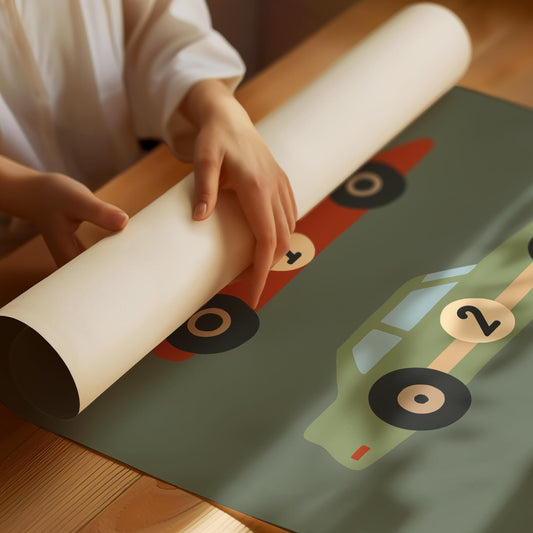 Three vintage racing cars Poster