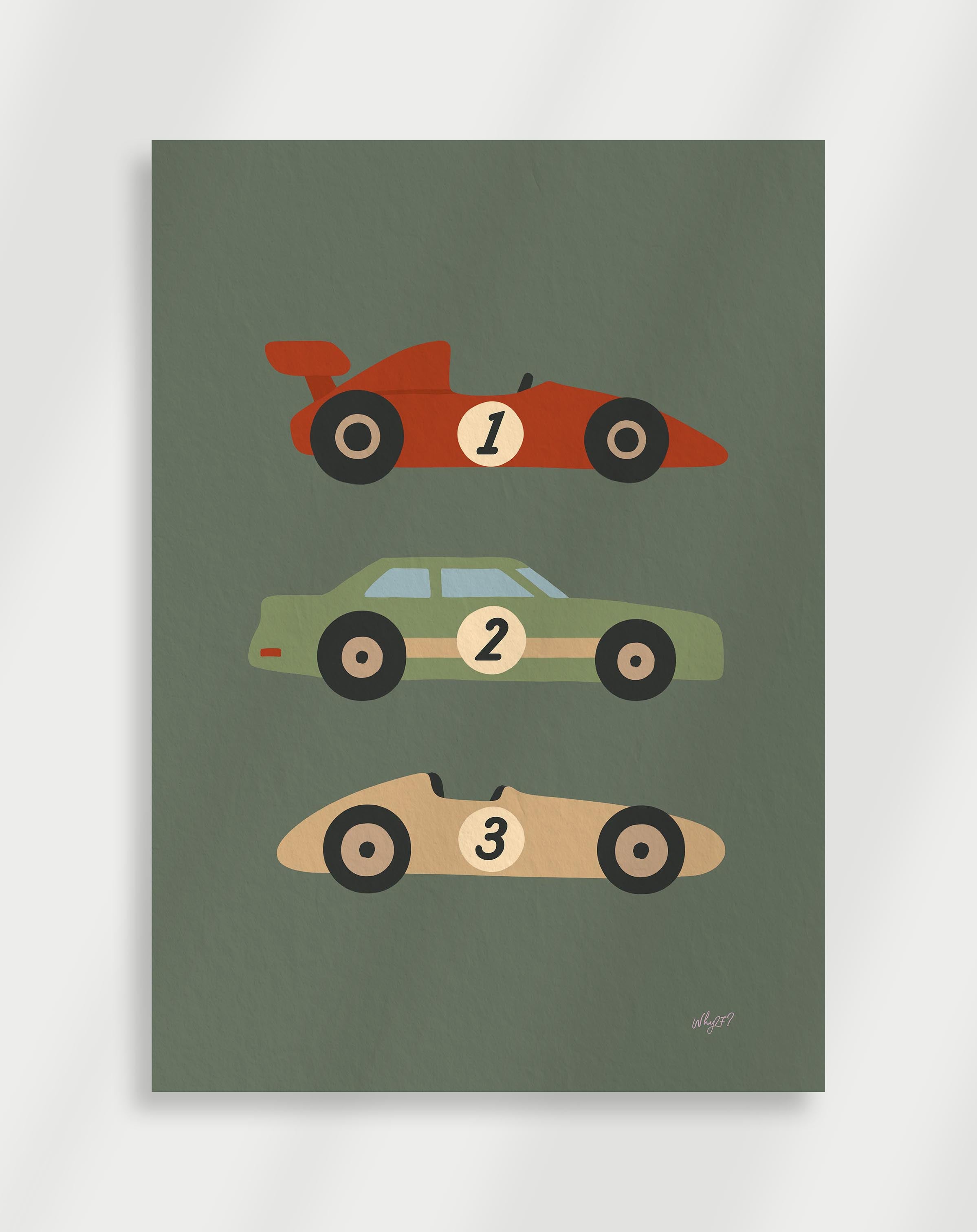 Three vintage racing cars Poster