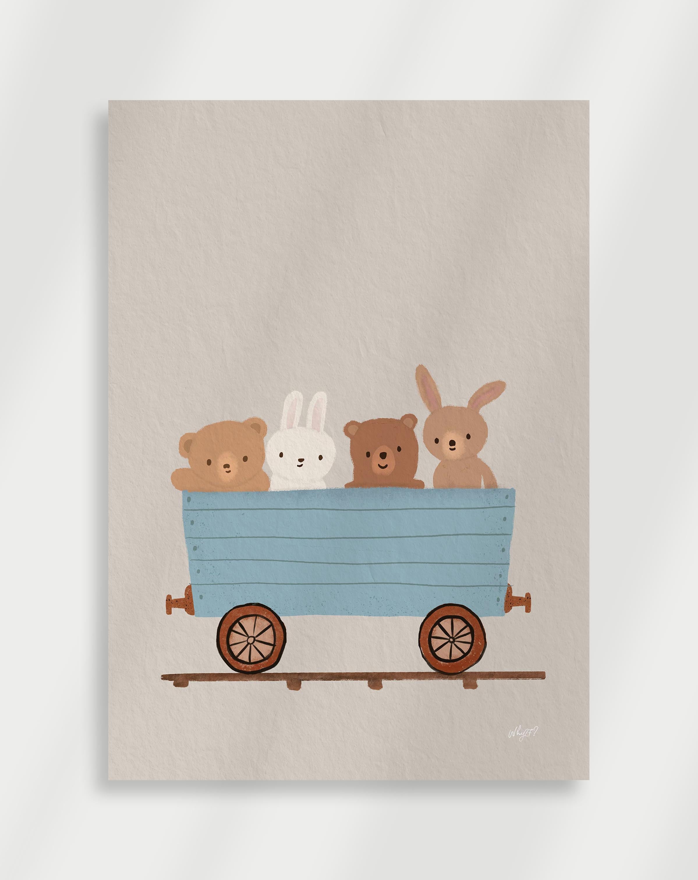 Animals in a blue cart Poster