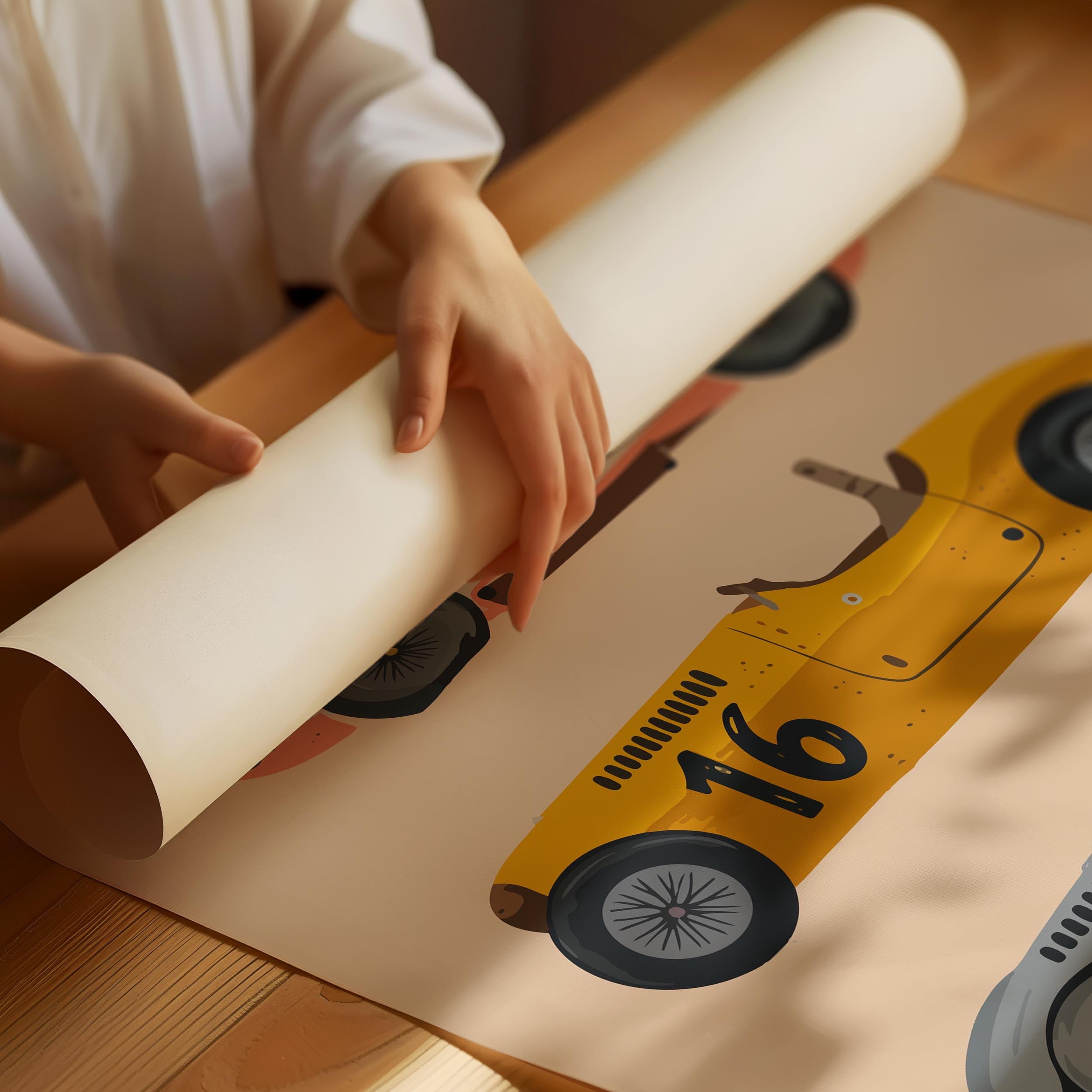 Three vintage race cars Poster