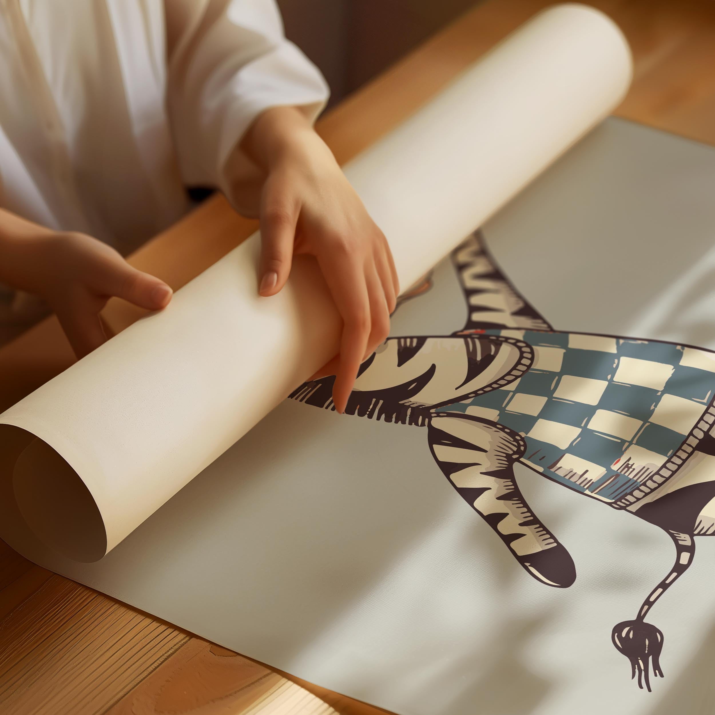 Zebra riding a skateboard Poster