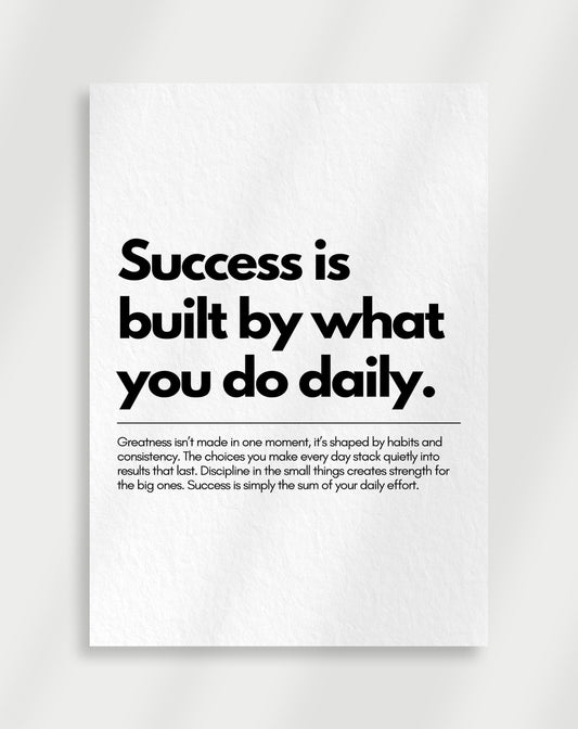 Citat "Framgång byggs av vad du gör dagligen" Poster