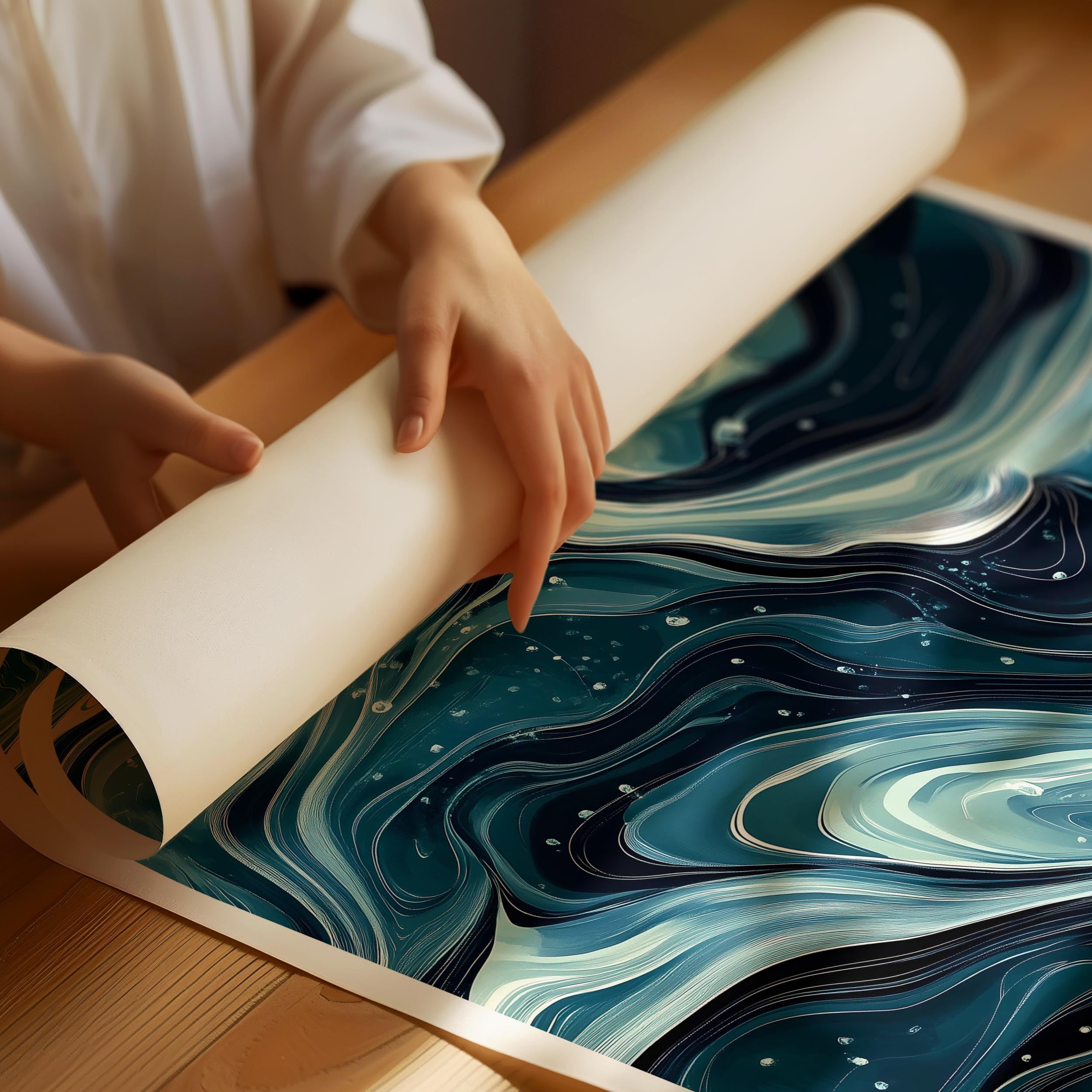 Japandi poster with soft tones and subtle abstract shapes