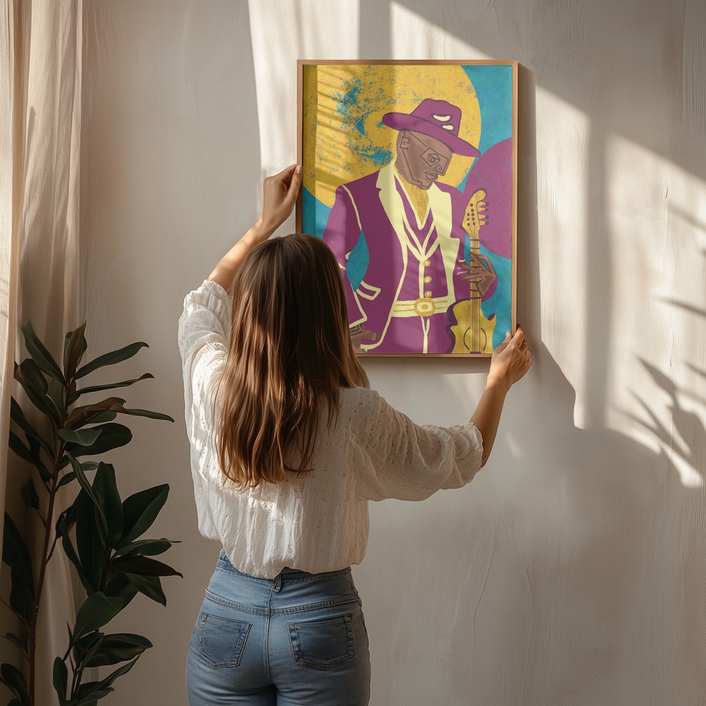 Gitarrist i lila kostym Poster