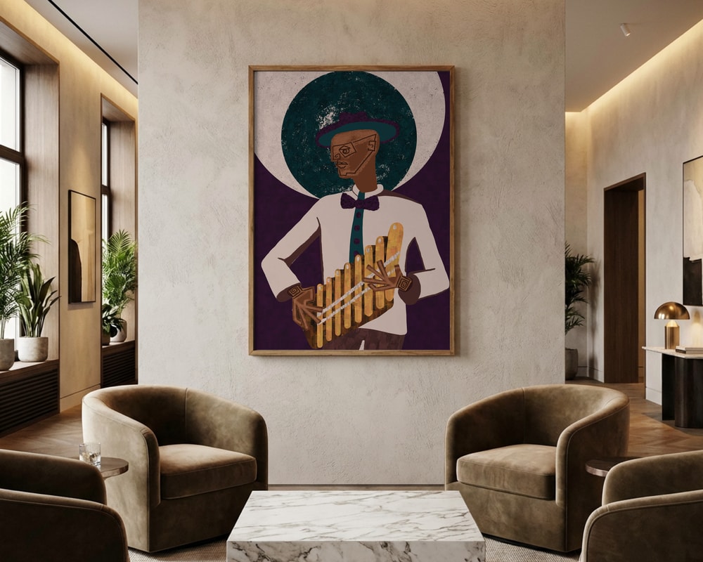 Elegant med panflöjtspelare Poster