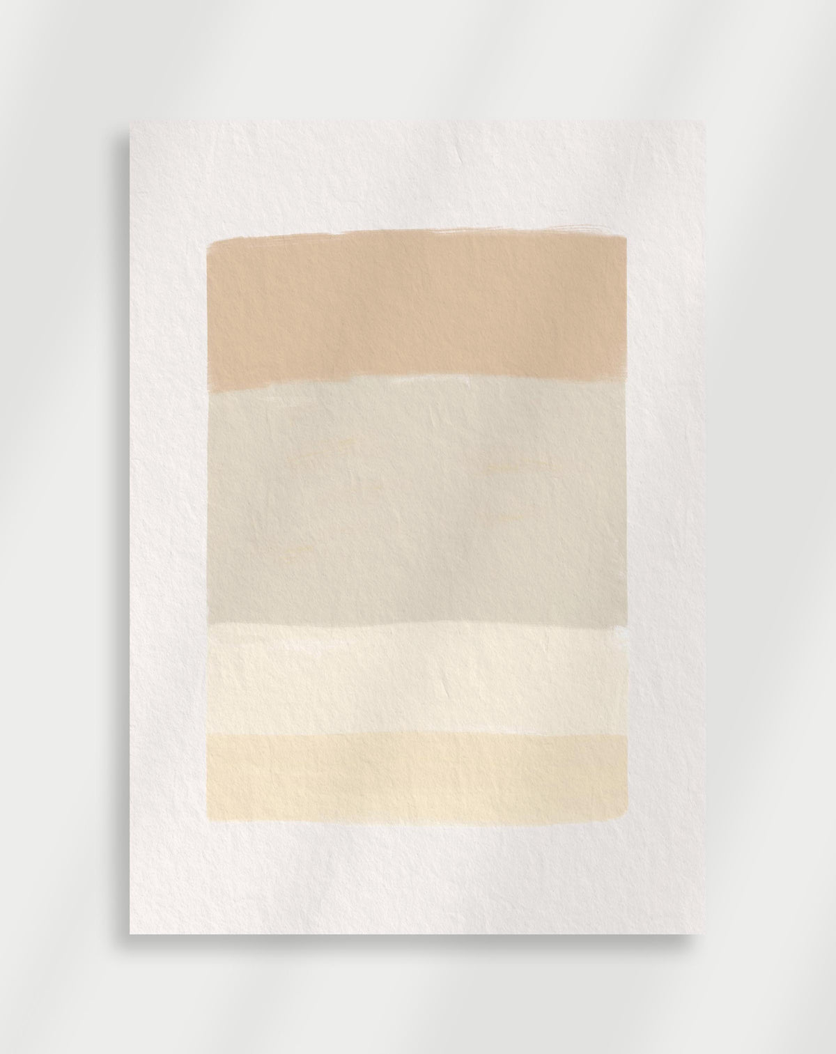 Abstract beige brushstrokes poster with an abstract composition of horizontal brushstrokes in soft beige and cream tones on a white background